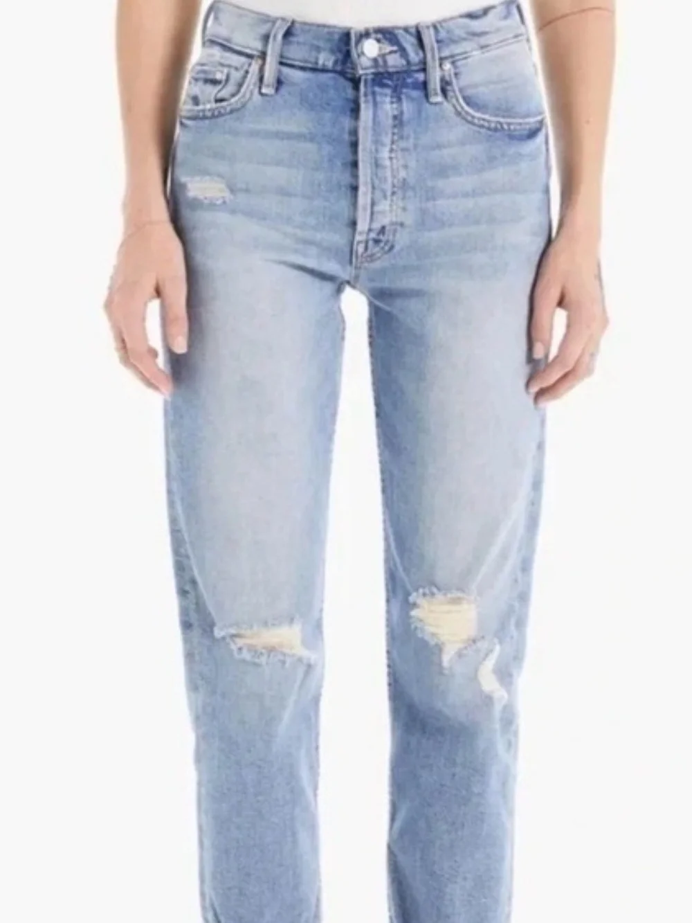 MOTHER The Tomcat Light Blue Distressed Women’s Jeans